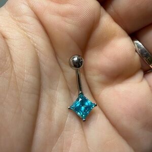 Swarovski Crystal Aqua Steel Belly Button Ring